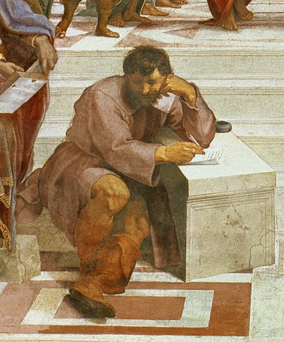 De School van Athene, detail van de figuren aan de linkerkant, 1510-11 (detail) door Raffaello Sanzio Raphael